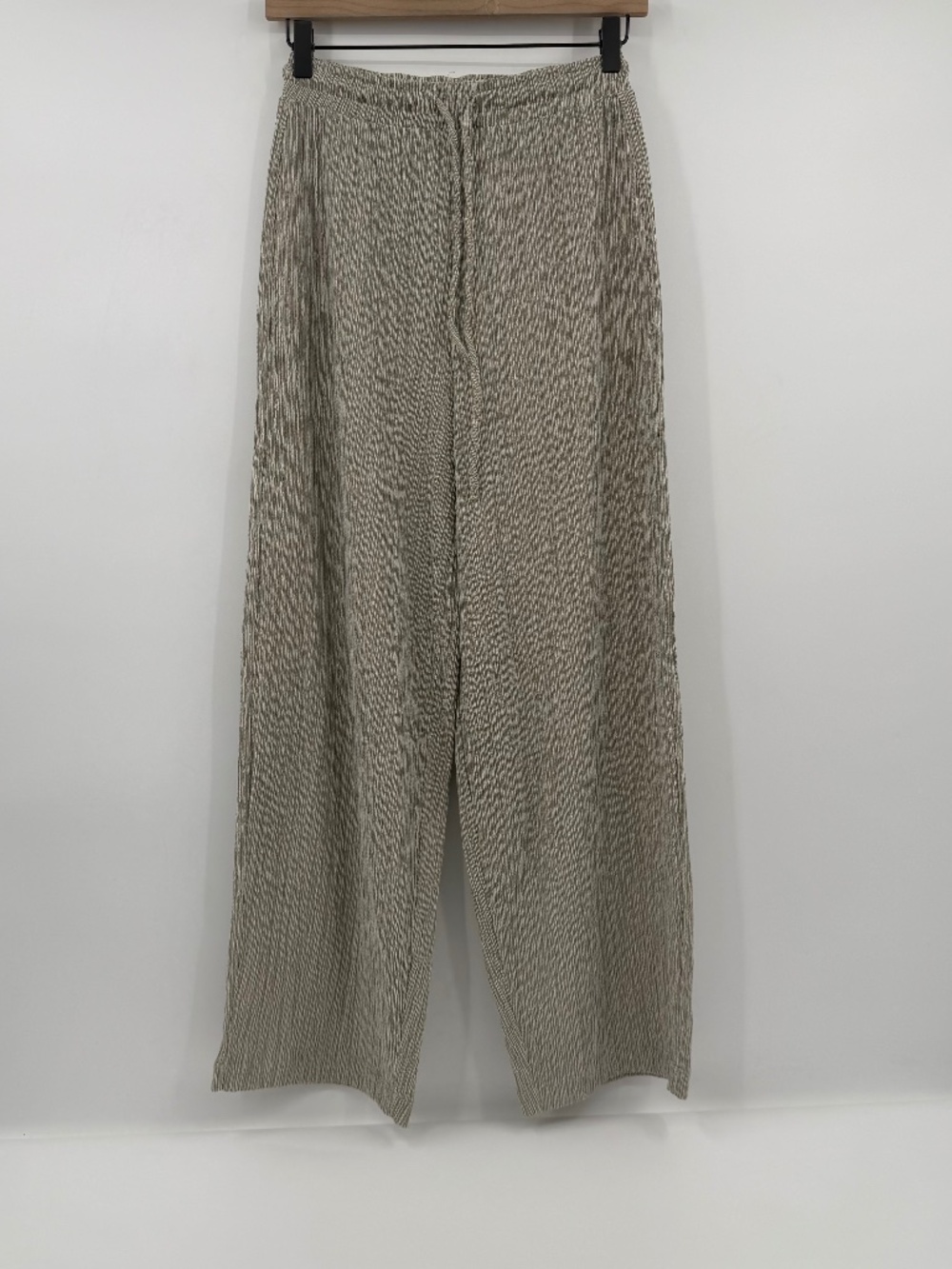 Zara Pants Women Small Gold Pull On Palazzo Wide Leg Crinkle High Rise Flowy